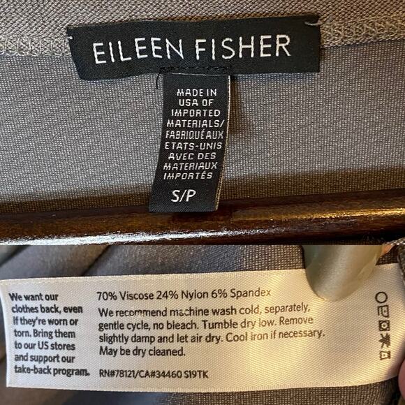 Eileen Fisher Washable Stretch Crepe Gray Tunic Mini Dress Side Zip size Small - Picture 5 of 5